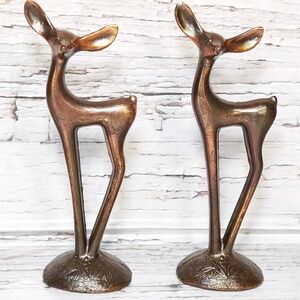 Vintage Bronze Deer Figurine, Set of 2 Fawn Figurine, Metal Statue, Boss's Gift